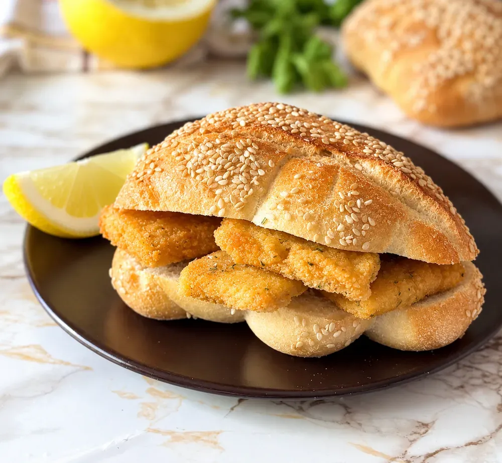 Pane e panelle: chickpea fritters in a sesame roll