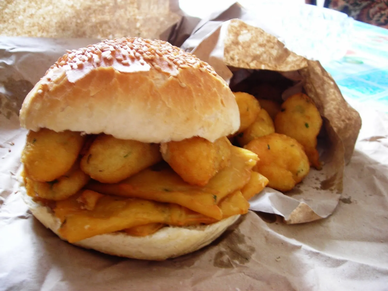 A panelle and crocchè sandwich