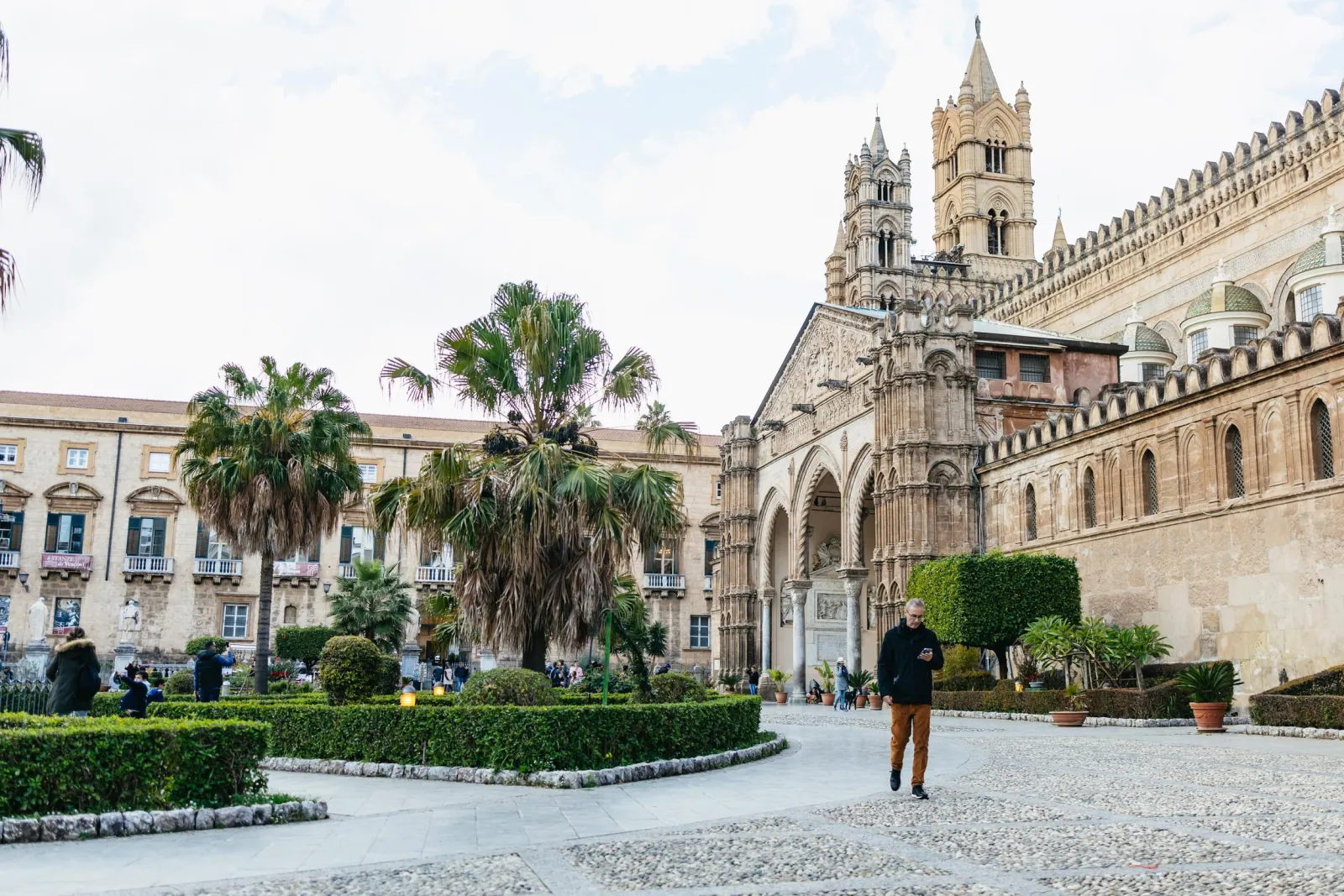 Palermo Cathedral and its gardens seen from the square